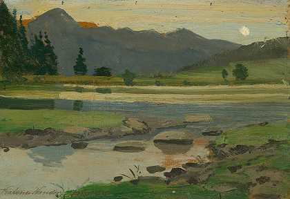 景观`Landscape (1918) by Ferdinand Katona