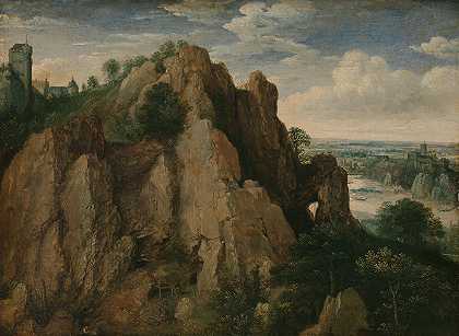 山地景观`Mountainous landscape (1582) by Lucas van Valckenborch