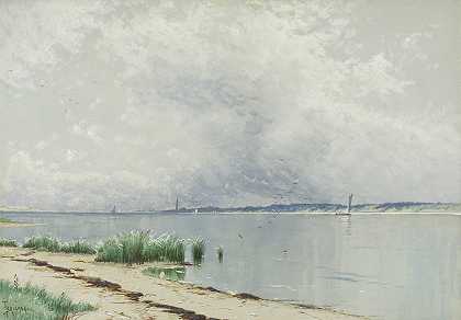 倒影芦苇`Reflected Reeds (c. 1875) by Alfred Thompson Bricher