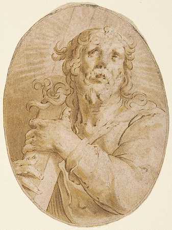 基督与十字架`Christ with the Cross (ca. 1605–15) by Joachim Wtewael