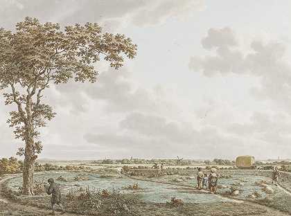 景观中的桌山，从拉伦附近的圣詹斯克霍夫山俯瞰`De Tafelberg in het landschap, gezien vanaf het Sint~Janskerkhof bij Laren (c. 1795) by Jacob Cats