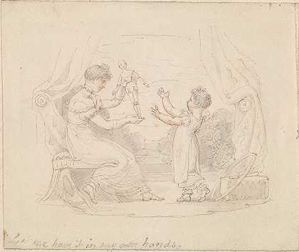 新娃娃的插图让我自己拿吧`Illustration for The New Doll; Let me Have It in my Own Hands (1825) by Edward Francis Burney