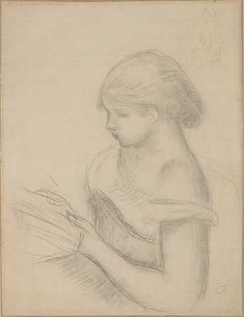 正在读书的女孩`A Girl Reading by Pierre-Auguste Renoir