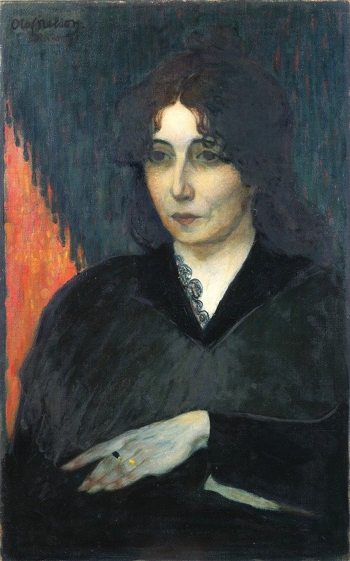 霍特夫人肖像`Portrait of Mme Huot (1894) by Olof Sager-Nelson