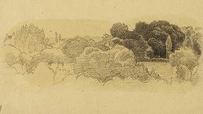 森林景观`Paysage boisé (19th century) by Jean-Achille Benouville