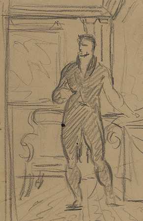 研究一个穿着正式西装的男人。`Figure Study of a Man in a Formal Suit. by Benjamin Robert Haydon