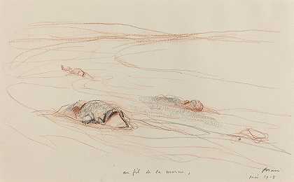 马恩大道`Au fil de la marne (1918) by Jean-Louis Forain