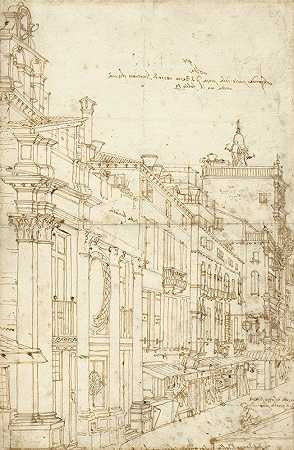 Campo S.Basso教堂的北面`The Campo S. Basso; The North Side with the Church (1740) by Canaletto