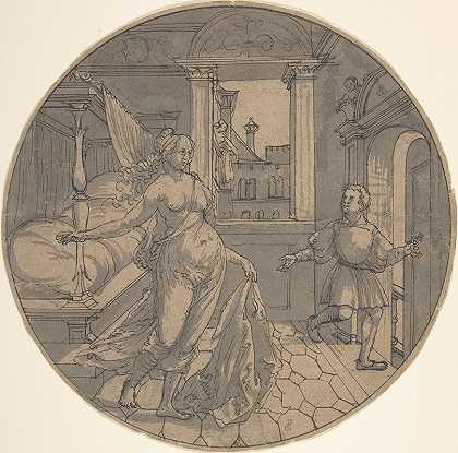 约瑟夫和波提乏妻子`Joseph and Potiphars Wife (1510–50) by Georg Pencz