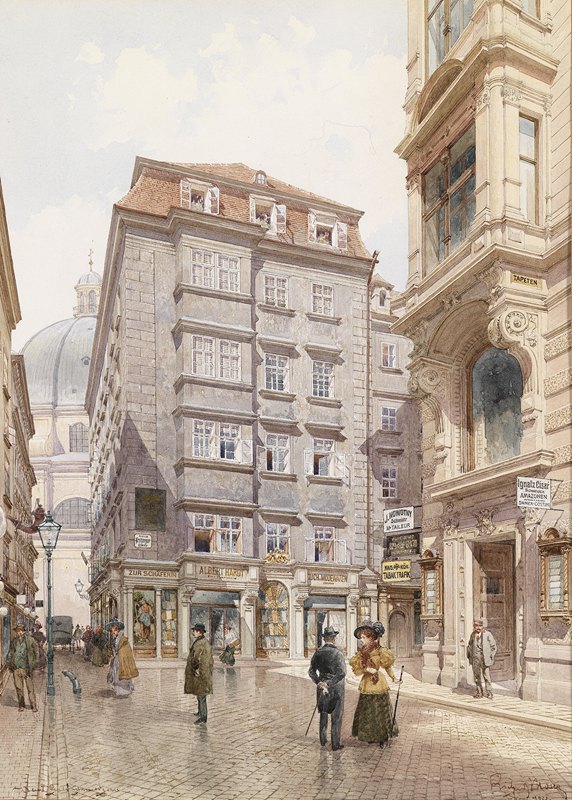 维也纳布店阿尔伯特·哈特·弗赖辛格·加斯`Wien Tuchgeschäft Albert Hardt Freisingergasse (1923) by Richard Moser