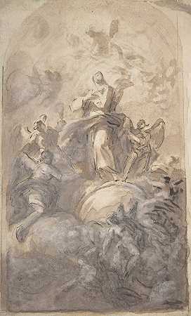 圣母玛利亚在荣耀中完美无缺`The Virgin Immaculate in Glory (1723–1806) by Domenico Mondo
