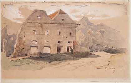 维斯图拉河畔卡齐米尔兹的粮仓`Granary in Kazimierz on the Vistula (1875) by Jozef Brandt