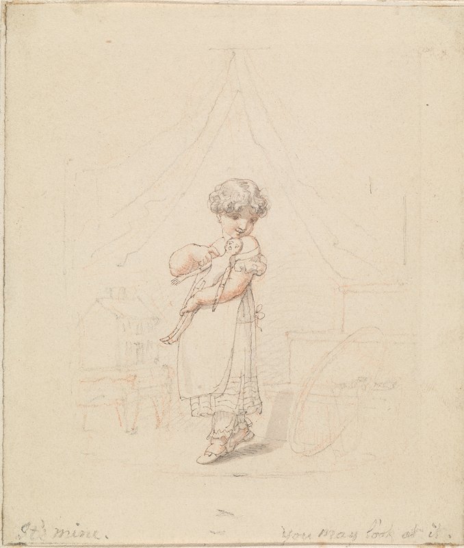 新娃娃的插图它这是我的，你可以看看`Illustration for The New Doll; Its Mine, You may Look at It (1825) by Edward Francis Burney