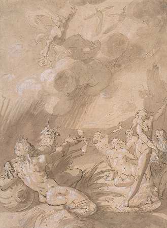 朱诺出现在海神面前`Juno Appearing to Sea Gods (late 16th–early 17th century) by Cornelis Cornelisz Van Haarlem
