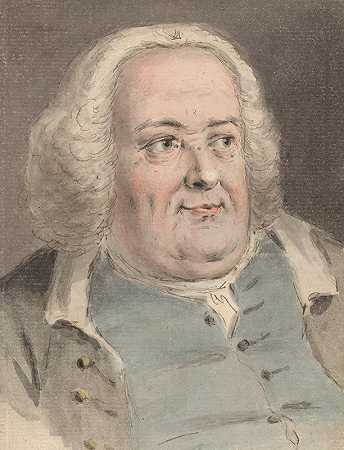 双下巴男人的肖像`Portrait of a Man with a Double Chin by Louis Philippe Boitard
