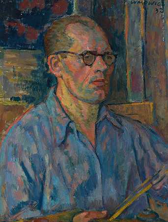 蓝色自画像`Autoportret niebieski (1937) by Wacław Wąsowicz