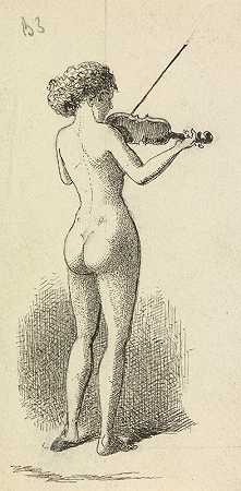 裸女拉小提琴`Nude Woman playing the Violin by George Augustus Sala