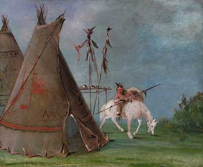 科曼奇水牛皮小屋`Comanche Lodge of Buffalo Skins (1834~1835) by George Catlin
