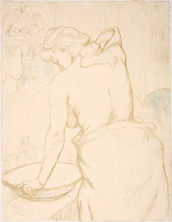 洗澡的女人，厕所`Femme qui se lave, la Toilette (1895 ~ 1896) by Henri de Toulouse-Lautrec