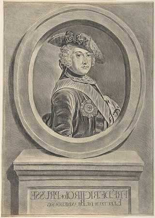 普鲁士腓特烈二世画像，安托万·佩斯之后`Portrait of Frederick II of Prussia, after Antoine Pesne (1730–1808) by Johann Georg Wille