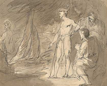 施洗约翰和两个人，与基督同在`John the Baptist and Two Men, with Christ (1770–80) by William Hamilton