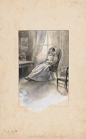 坐在扶手椅上的女人`Vrouw in een leunstoel (1870 ~ 1937) by Willem Wenckebach