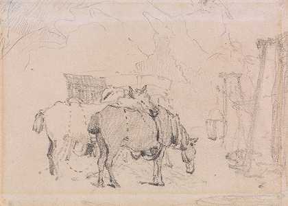 两匹马`Two Horses by Edward William Cooke