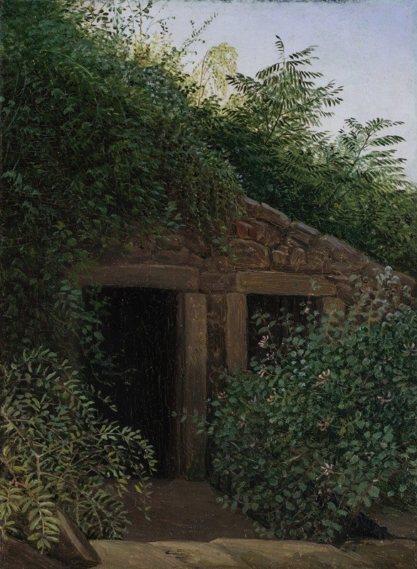 杂草丛生的矿井`An Overgrown Mineshaft (ca. 1824) by Carl Gustav Carus