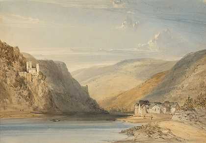 阿斯曼肖森的莱茵河`The Rhine at Assmannshausen (1863) by William Callow