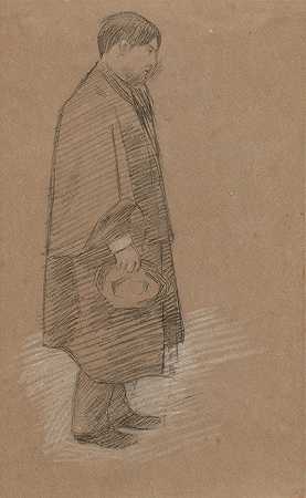 查尔斯·康德的肖像`Portrait of a Charles Conder (ca. 1890) by Sir William Rothenstein