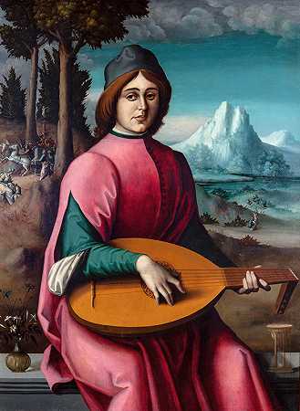 一位年轻的琵琶演奏者的肖像`Portrait of a Young Lute Player (circa 1524~1525) by Bacchiacca