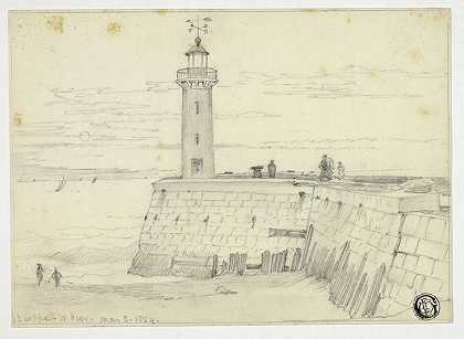 迪佩，西码头`Dieppe, West Pier (1854) by Edward William Cooke