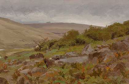 风景，可能是威尔士`Landscape, possibly Wales by Thomas Allen, Jr.