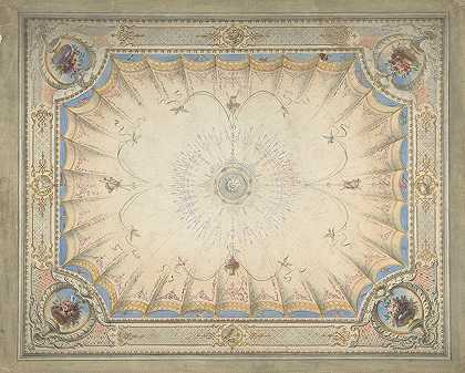 Ardgowan闺房的天花板设计`Ceiling Design for the Boudoir, Ardgowan (ca. 1868) by J. S. Pearse