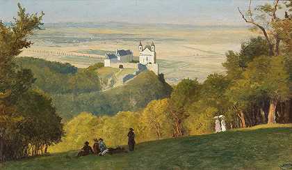 从卡伦伯格到利奥波德斯伯格的风景`View from the Kahlenberg to the Leopoldsberg by Leopold Munsch