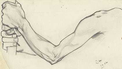 左臂握棍子的研究`Studie van een linkerarm die een stok vasthoudt (1902) by Richard Nicolaüs Roland Holst