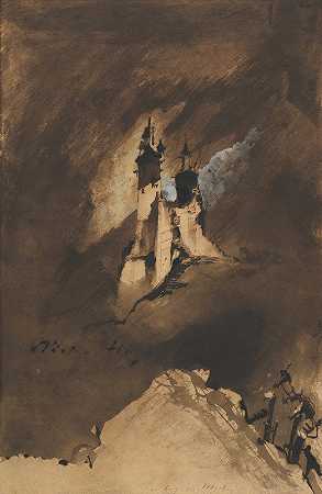 沃斯一座城堡的纪念品`Souvenir of a Castle in Vosges (1857) by Victor Hugo