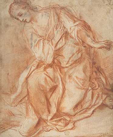 跪着的女人`Kneeling Woman (17th century) by Mattia Preti