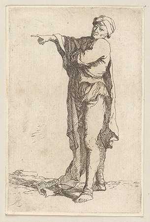 男子站着，手臂水平指向地面`Man, Standing, His Arm Pointing Horizontally (1656 ~ 1657) by Salvator Rosa