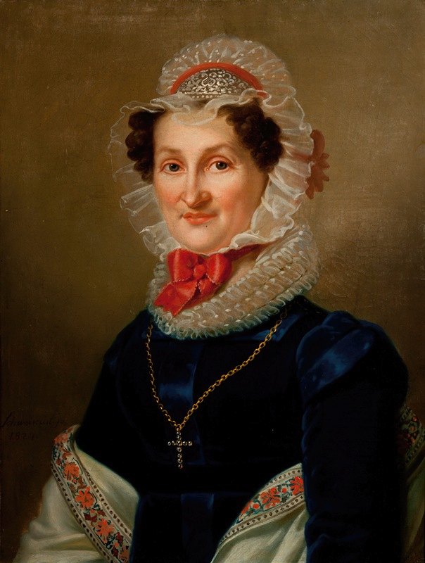 特雷莎·豪斯纳肖像`Portrait of Teresa Hausner (1824) by Karol Schweikart
