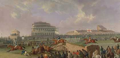 1843年在安特里举行的利物浦和国家障碍赛`The Liverpool and National Steeplechase at Aintree, 1843 by William Tasker