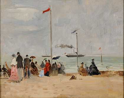 在特鲁维尔海滩`Sur la plage de Trouville by Eugène Boudin