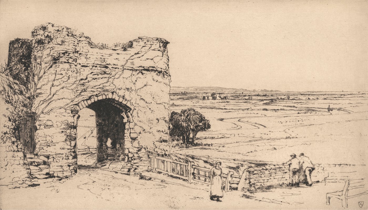温切尔海的斯特兰德门`The Strand Gate, Winchelsea (1910) by Sir Frank Short