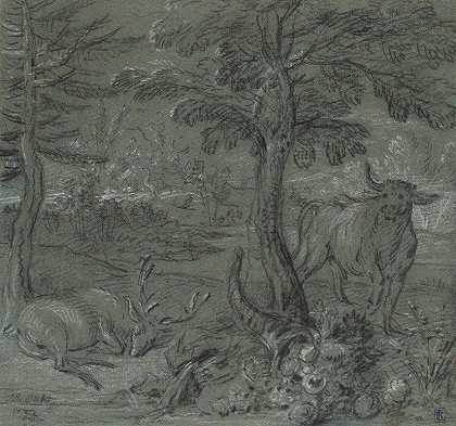 阿切洛斯变成了一头公牛`Acheloüs Transformed into a Bull (1732) by Jean-Baptiste Oudry