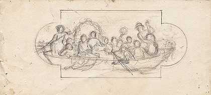 船上的婚礼派对`Hochzeitsfeier auf einem Boot (1880) by Franz von Matsch