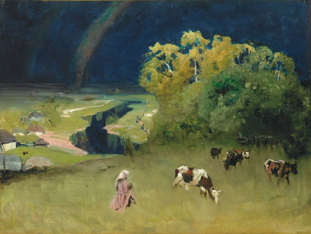 彩虹`The Rainbow (1889) by Nikolai Nikanorovich Dubovskoy