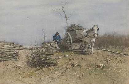 采伐者`The wood gatherer by Anton Mauve