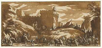 离开城堡的军队`An Army Leaving a Castle (1632) by Jacques Callot