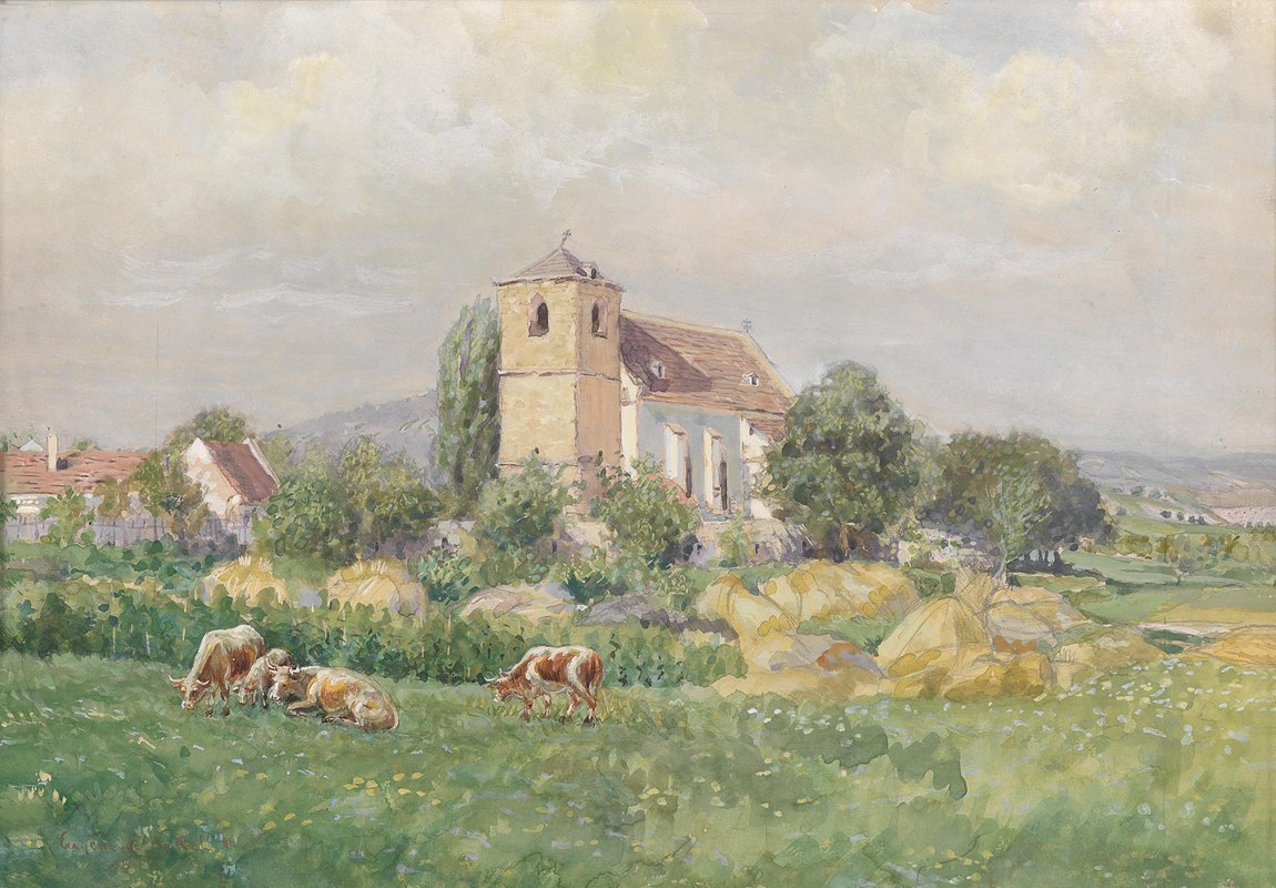 斯塔茨教堂`Kirche in Staatz (1896) by Eugen Jettel