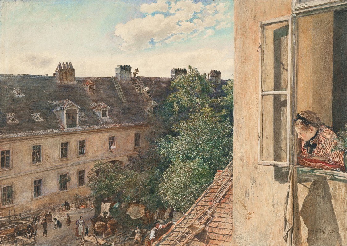阿尔瑟沃斯塔特景观`View of the Alservorstadt (1872) by Rudolf von Alt